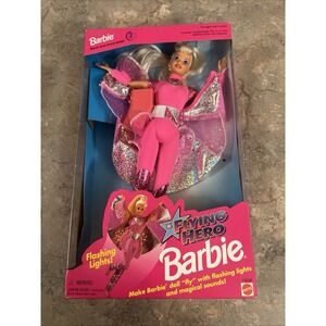 1995 Barbie Flying Hero Blonde Doll Mattel Flashing Lights